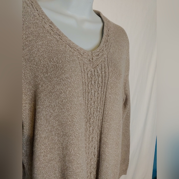 The TOG Shop V neck light brown 100% Cotton sweater size L - Picture 3 of 6